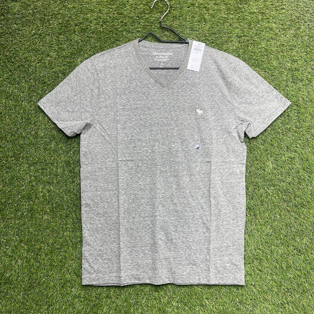 Vintage Abercrombie And Fitch Shirt Mens Small V Neck Gray Short Sleeve NWT